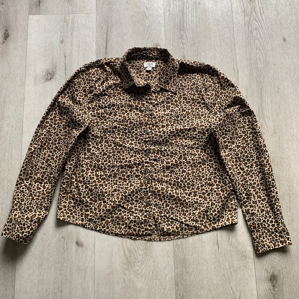 J. Crew Factory Womens Small Button-up Leopard Shirt in Signature Fit